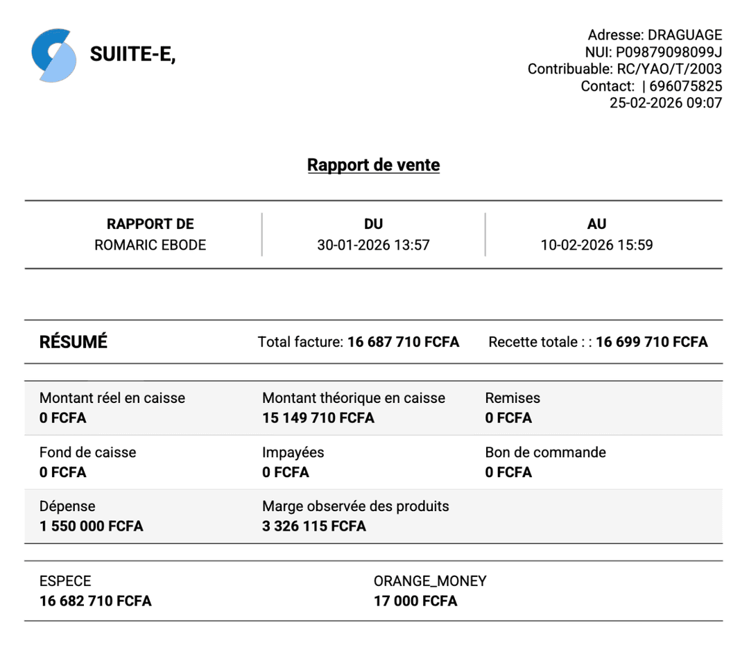 Note + Facture en attente duka - synthèse financière